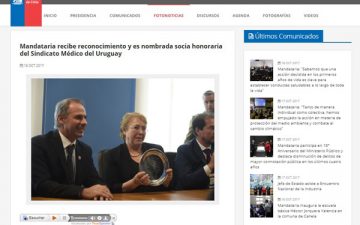 Portal de noticias del Gobierno de Chile destacó la distinción realizada por el SMU a la Presidenta Bachelet