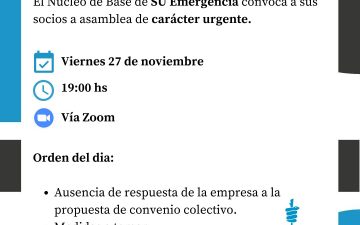 Nucleo de Base de SU Emergencia convoca Asamblea Urgente